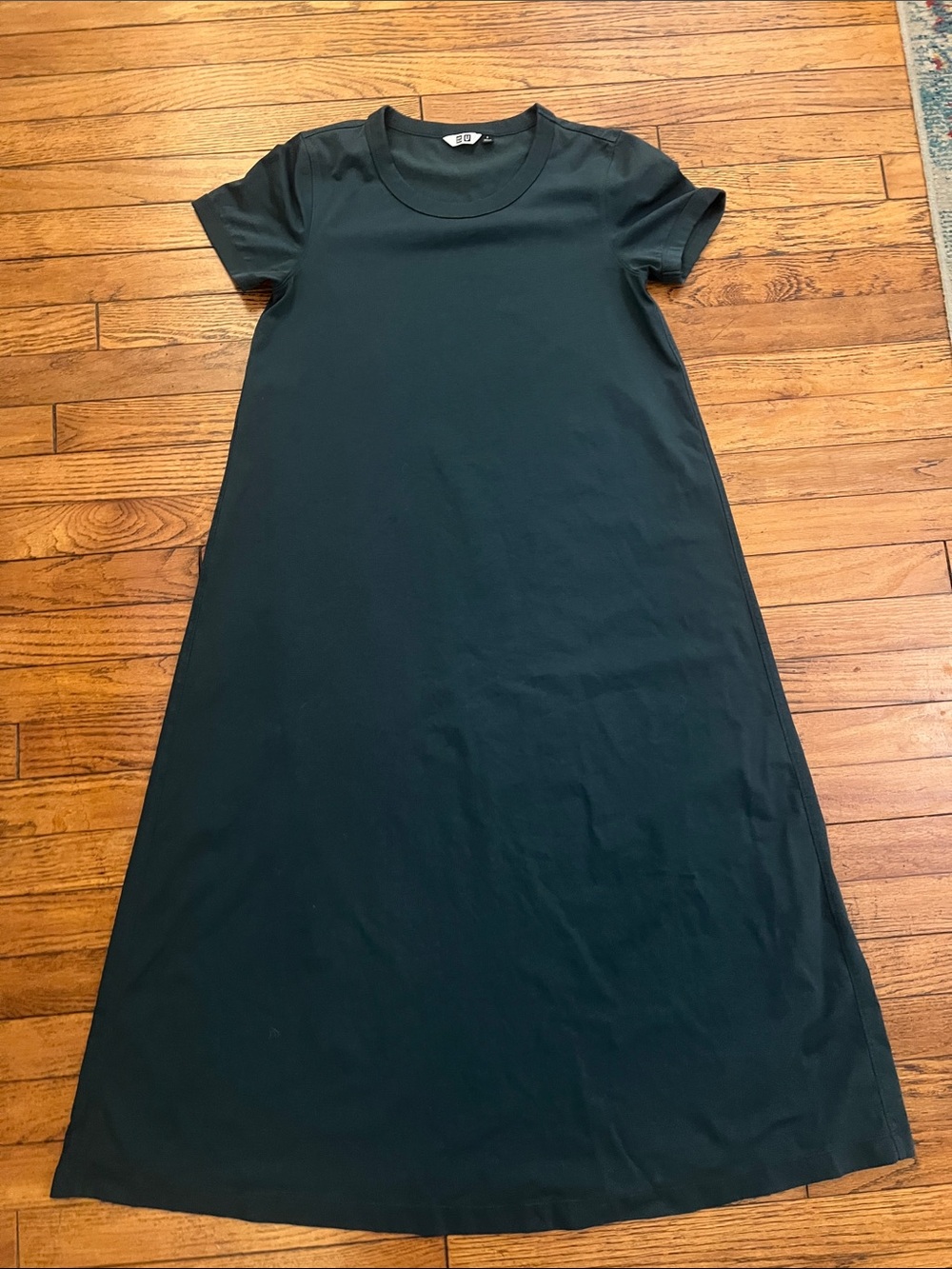 Uniqlo Black Short-Sleeve A-Line Maxi Dress